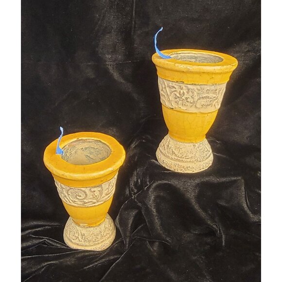 Vintage Chalice Candle Holders with a Greek Key Pattern - Picture 6 of 16